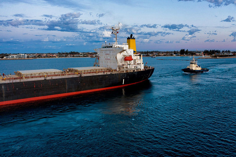 Large ship coming into harbour